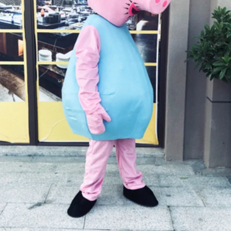 New High Quality Red Blue sexy adult pig cartoon character mascot costumes with red dress for kids events