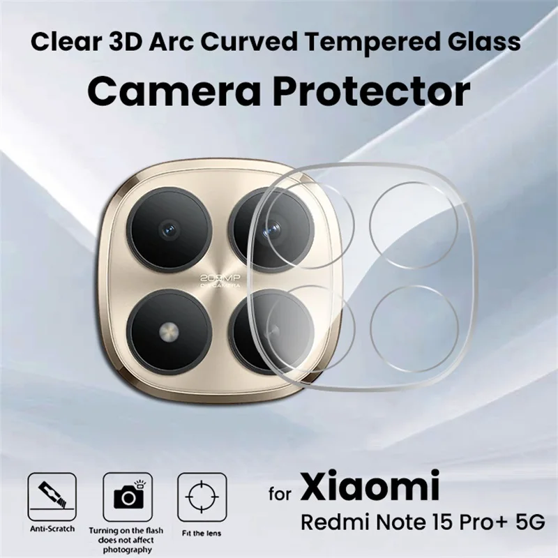 3-1Pcs 3D Clear Tempered Glass Camera Protector For Xiaomi Redmi Note 15 Pro+ 5G Curved Lens Film Redmy Note15 Not 15 Pro 4G 5G