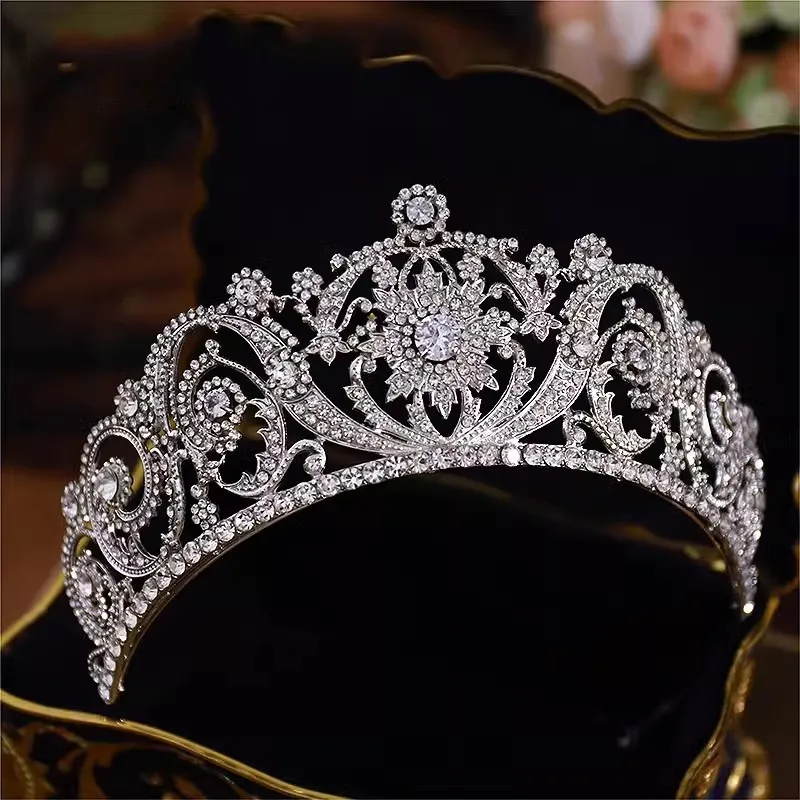 Baroque Princess Queen Cubic Zircon Bridal Crown Headwear Crystal Tiaras For Women Wedding Crowns Hair Dress Accessories Jewelry view 2