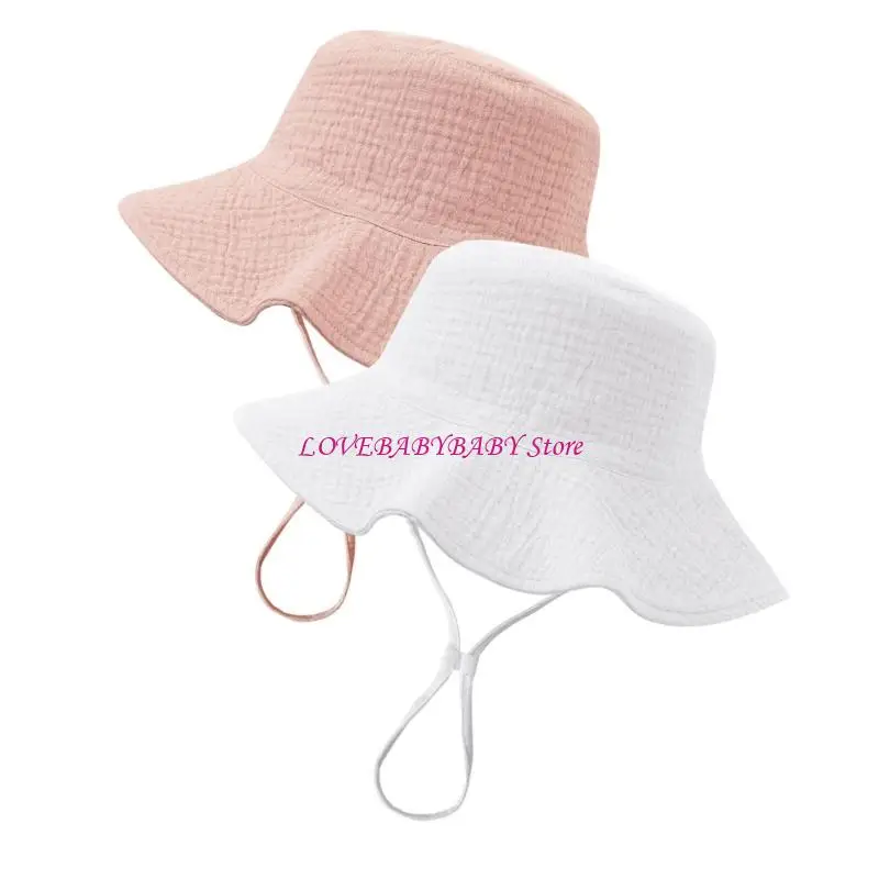2pcs/set muselina baby sun gat upf50+ cubo cubo ancho correa barbilla ajustable para niñas para niños verano esencial 4xbc