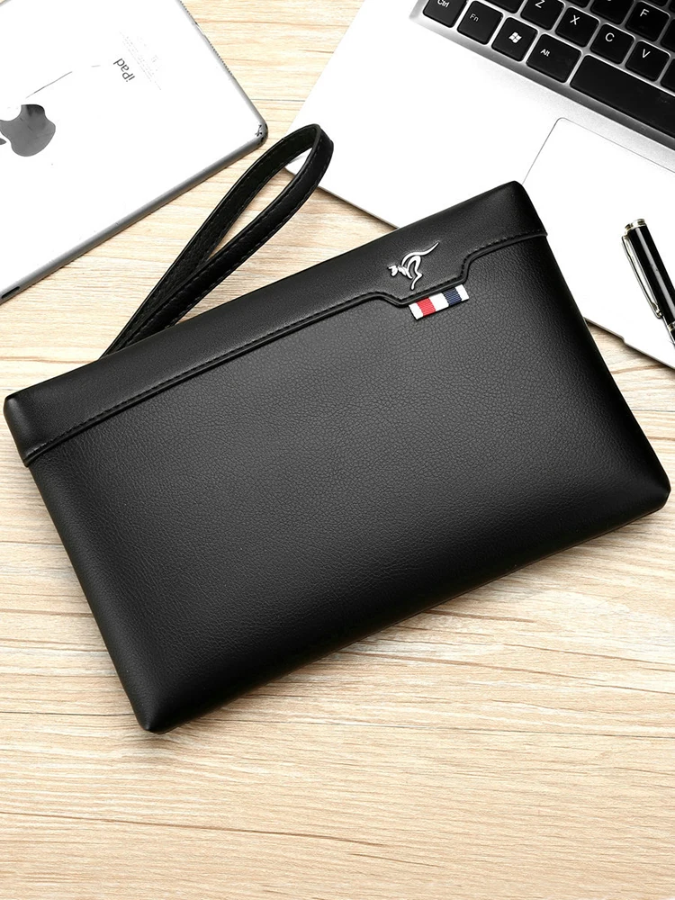 Fashion Leather Clutch Wallet For Men High Quality Card Hand Strap Business Phone Pouch Hand Porter Bag Briefcase Purse Bag