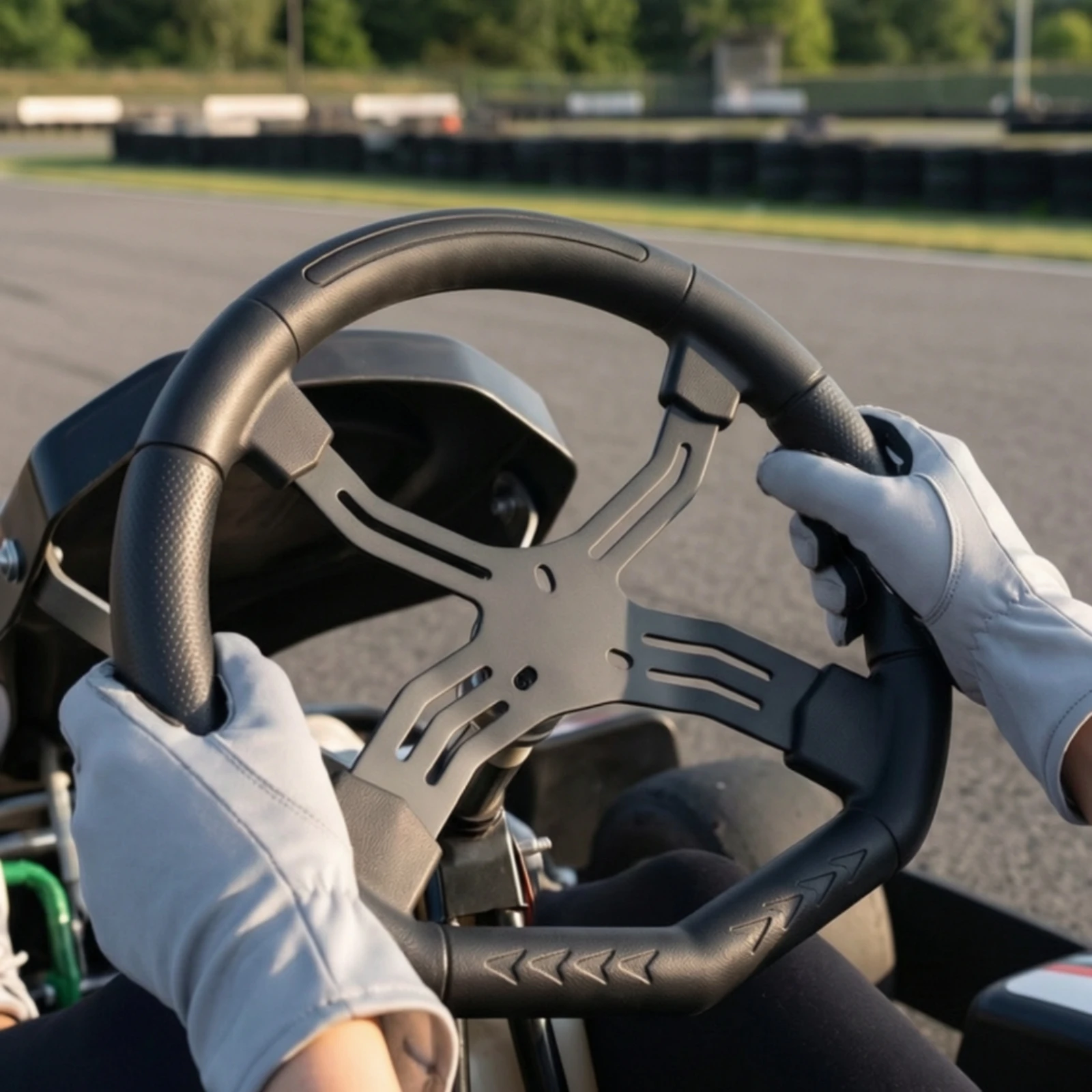 Racing Steering Wheel with Four-Spoke Structure Non-Slip 330mm Racing Steering Wheel Ergonomic Replacement for Karting