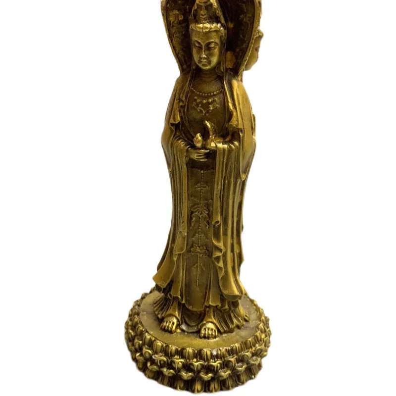 

Three-sided Guanyin Bodhisattva bronze Buddha statue ornament, Guanyin Bodhisattva bronze statue home decoration