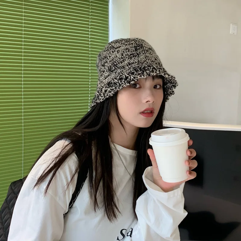 

Ladies Vintage Wool Knitted Fisherman Hat Casual Japanese Style Simple Face Fisherman Hat