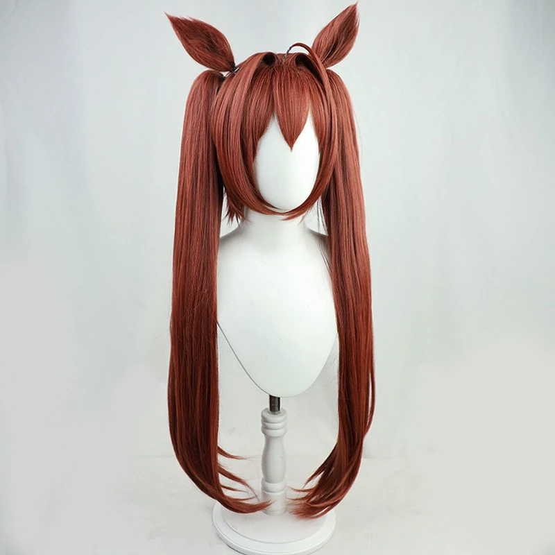 Game Uma Musume Pretty Derby Daiwa Scarlet Cosplay Wig Brown Long Synthetic Hair Tail Ears For Women Men Halloween Costume Party