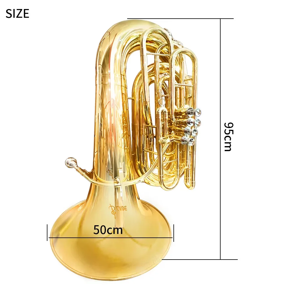 

Hooqu Brass Instrument 4 Top Action Valves Professional Bb Tuba