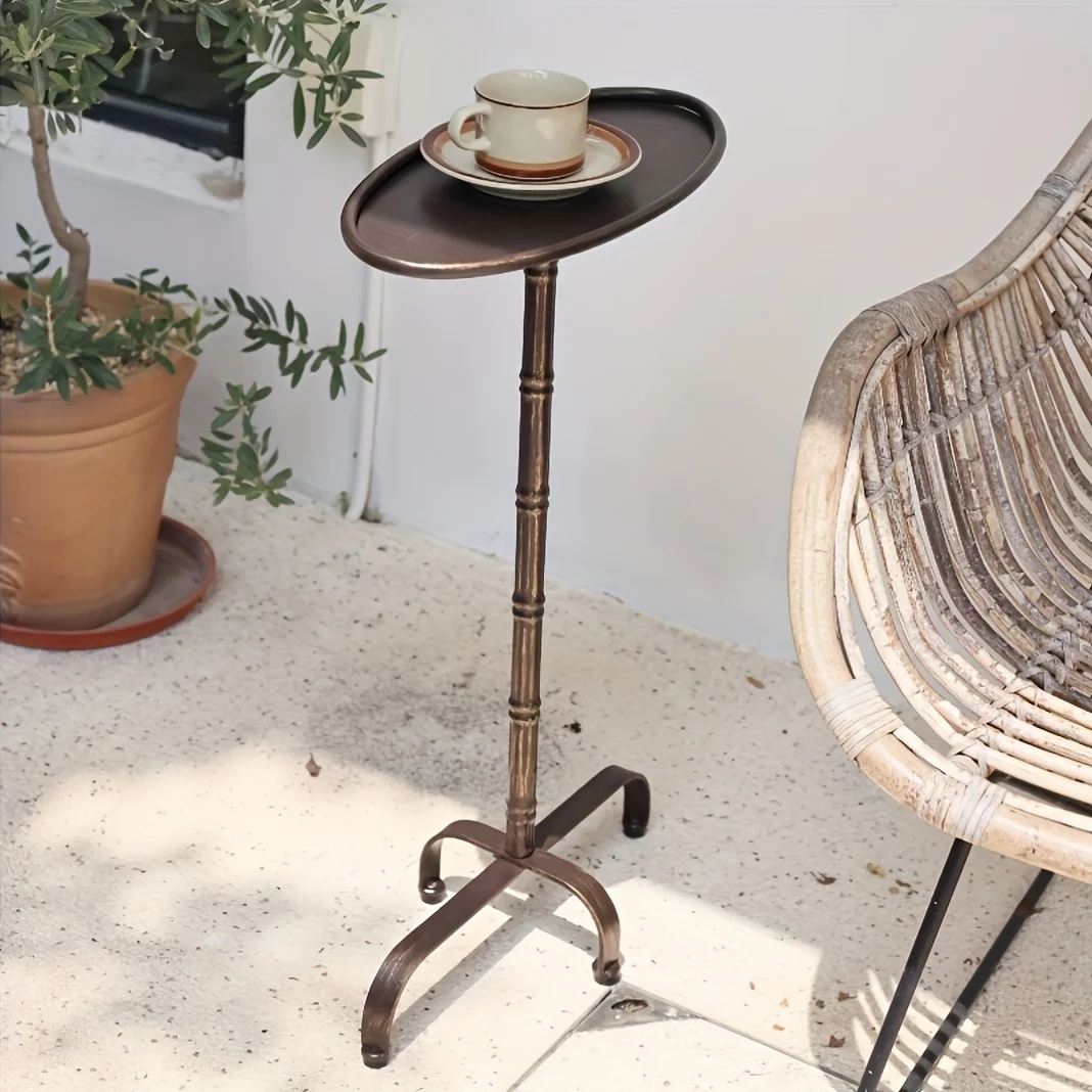 Narrow Round Edge, Niche Design, Oval Sofa Edge, Metal Storage Corner, Retro French Bedside Storage, Movable American Coffee