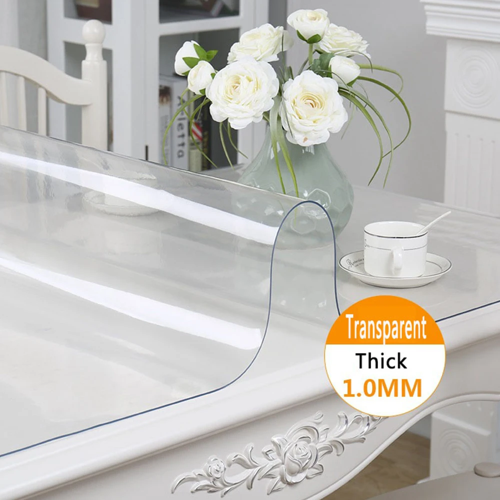 PVC Transparent Table Cloth Oil-Proof Soft Protective Table Mat Waterproof Coffee Table Multiple Sizes Home Supplies 70*140 cm