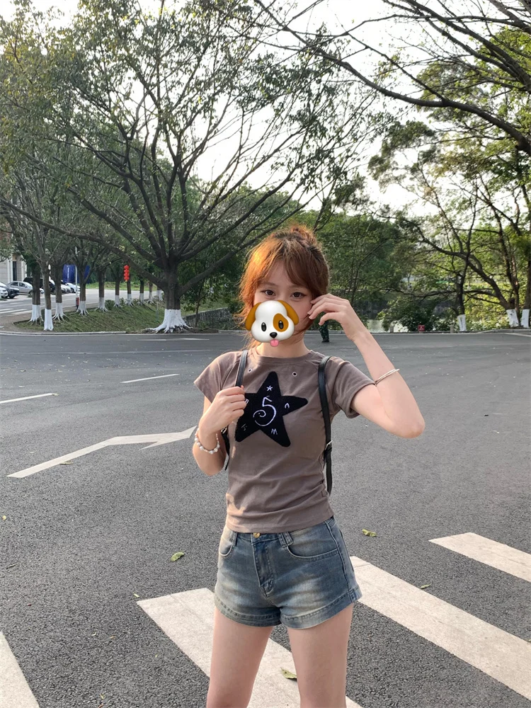 

Retro High Street Vibe Large Size Denim orts Women's Spring Thin Spicy Girl High Waist Tight Slim A-Line Hot Pants Trendy