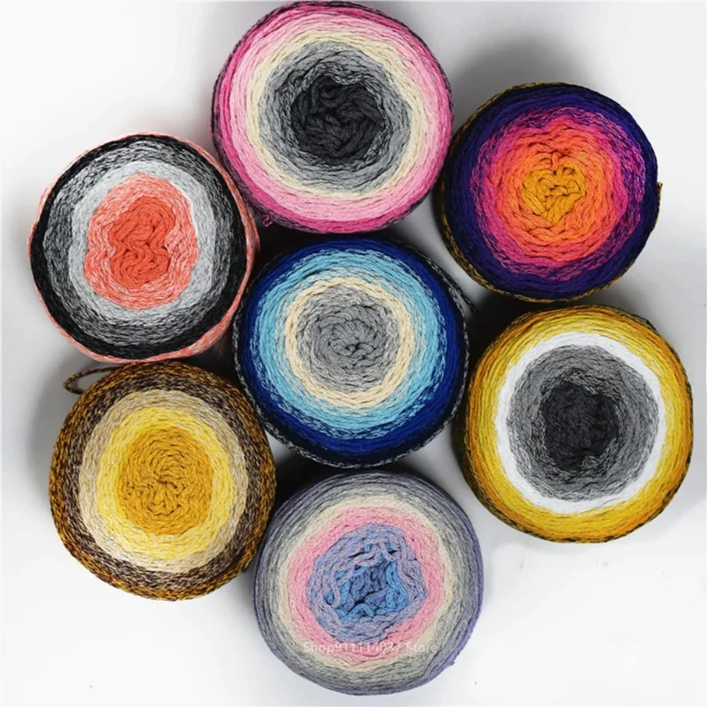 

230g Rainbow Segment Dyed Gradient Color Cotton Yarn DIY Handmade Knitted Crochet Hat Bag Shawl Blanket Cape Bag Cake Yarn