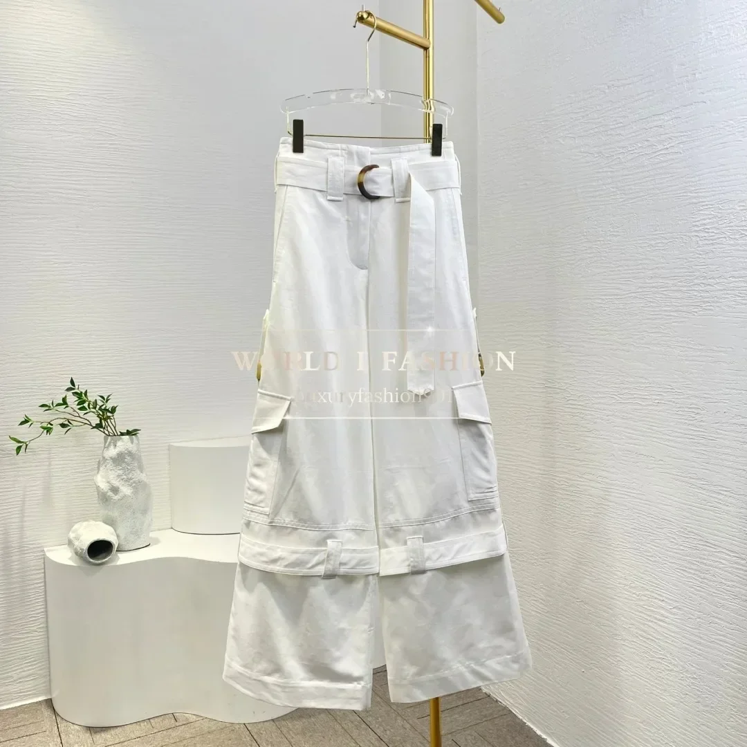 2025 Neue hochwertige weiße Cargohose, stilvolle, bequeme Streetwear-Mode