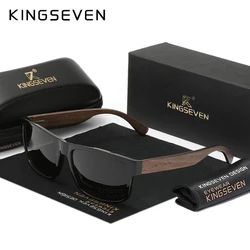 KINGSEVEN Wooden Polarized Sunglasses Man Black Walnut TR90 Frame Rectangle Glasses Woman UV400 Outdoor Anti-glare Eyewear
