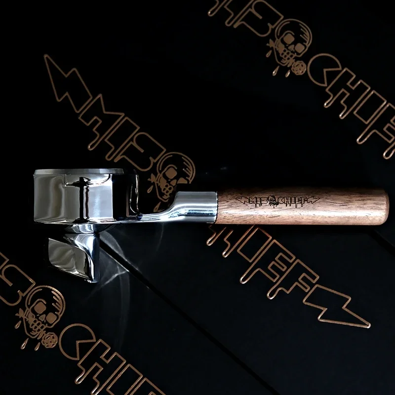 2026 Mischief prank split style spicy mom slayer coffee machine with bottomless handle made of walnut wood and 316 stainless ste