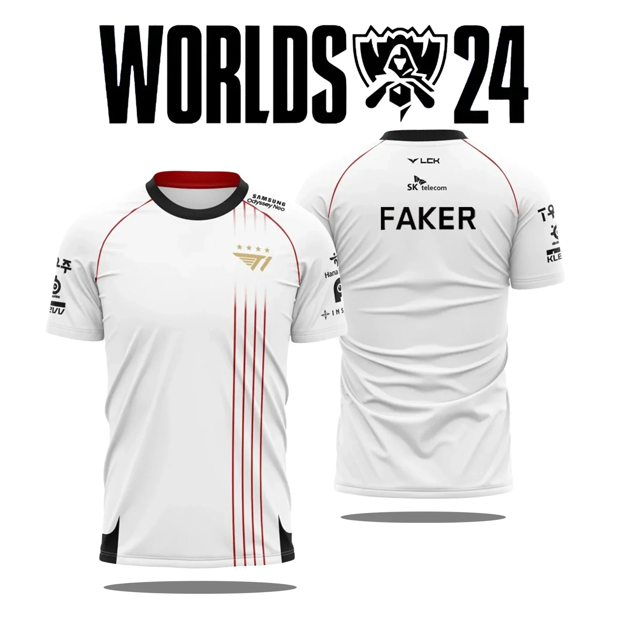 

2025 New T1 Esports Team Uniform T-shirt League Of Legends World Finals Jersey T Shirt LOL Games Faker Fan Support Men Clothes