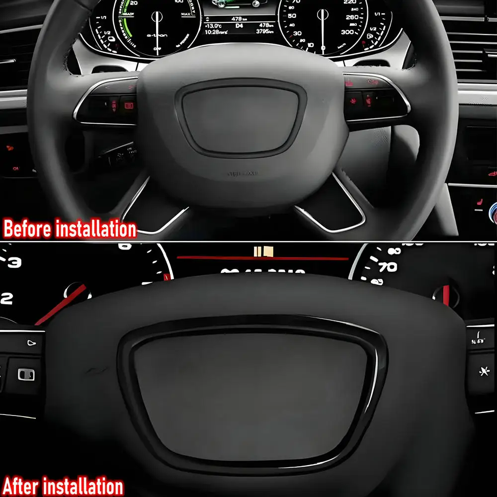 اكسسوارات السيارات لأودي A3 A4L A7 A6L A8 Q3 Q5 Q7 ABS السيارات عجلة القيادة مركز لوحة إطار الشعار دائرة ملصق غطاء الكسوة #3