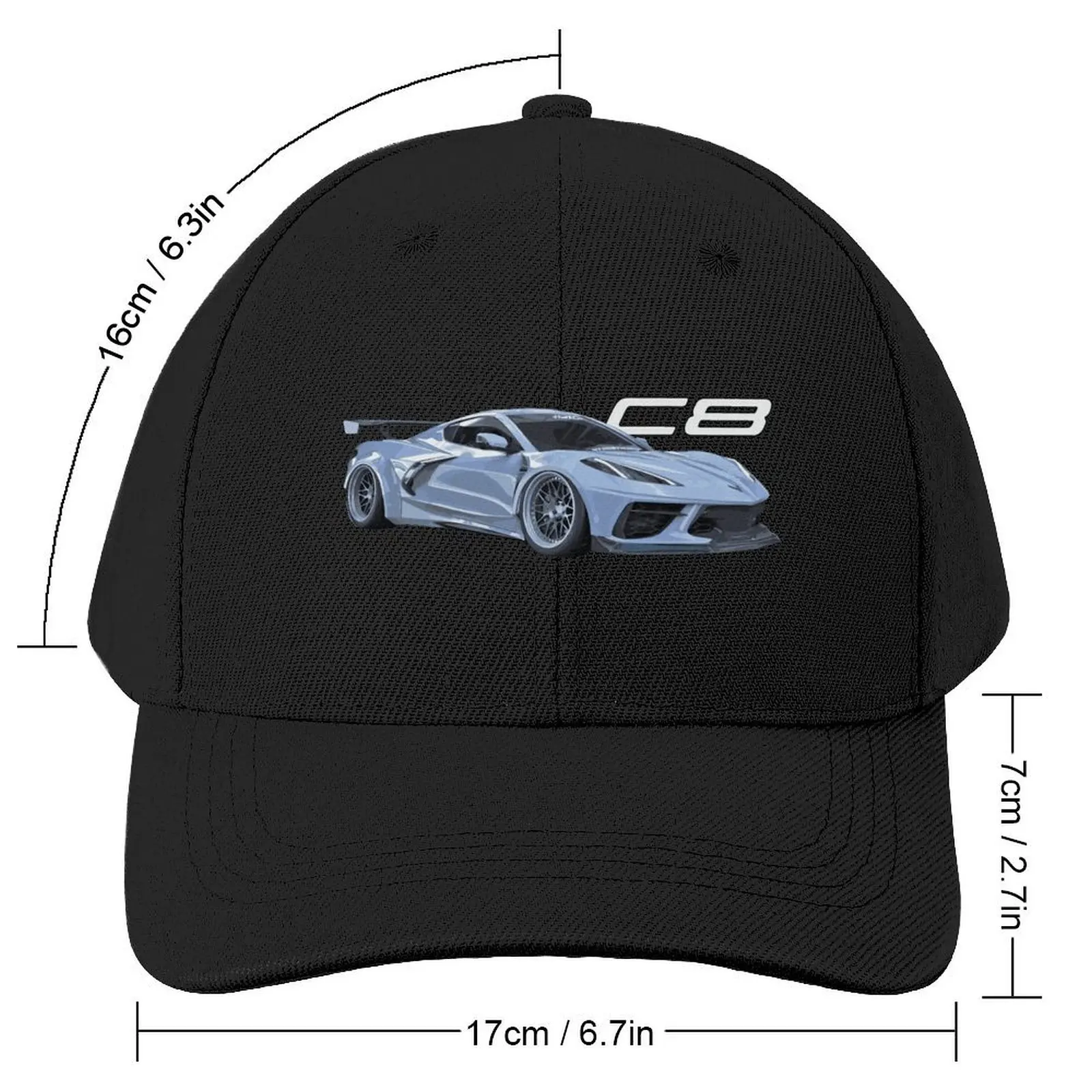 TJ Hunt C8 Twin Turbo Corvette Ceramic matrix Gray Widebody Baseball Cap Bobble Hat Beach Outing Women Men's