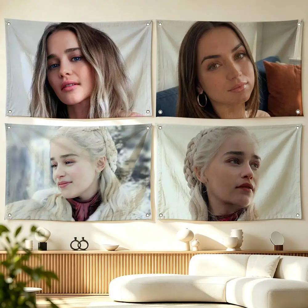 E-Emilia Clarke B-British Actress  Flag Suitable For Party Club Outdoor Interior Wall Decoration Banner Fans Gift