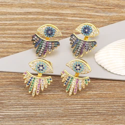 Nidin Creative Design Light Luxury Black / Colorful Crystal Evil Eye Drop Dangle Earrings Rhinestone Ear Fashion  Accessories