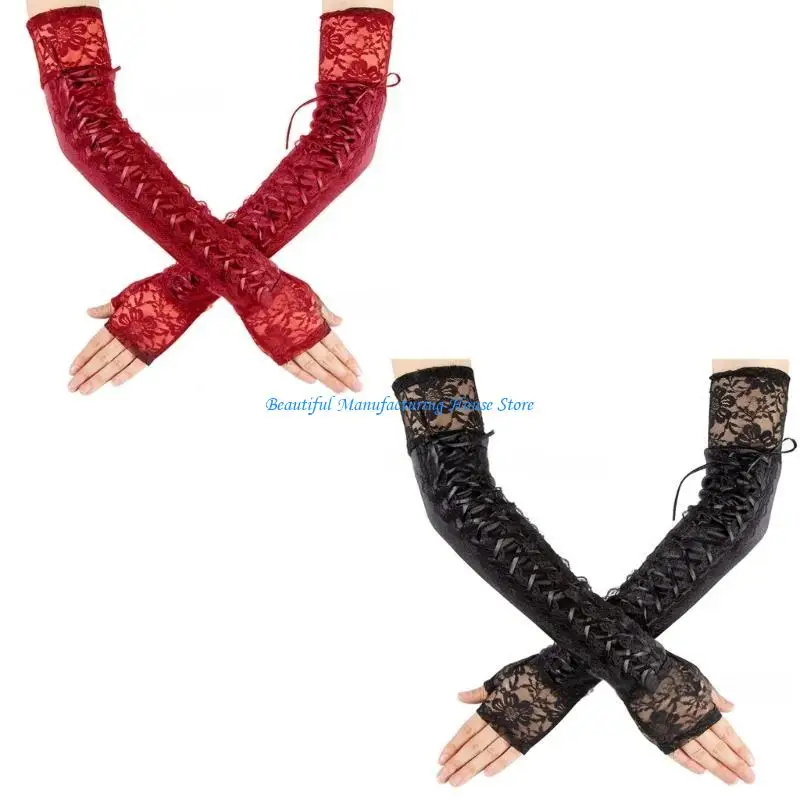 E56A قفازات نسائية 1920s قفازات نصف اصبع لزي الزفاف لعشرينيات القرن العشرين #4