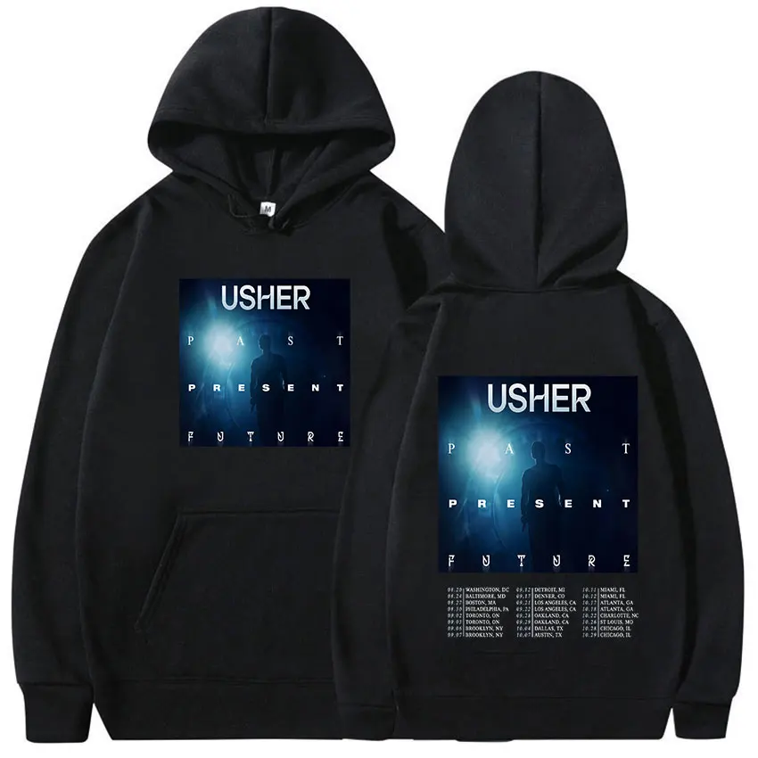 Singer Usher Past Present Future Tour 2024 Album Hoodie Men Women Hip Hop Pullover Fashion Sweatshirt Clothing Oversized Hoodies