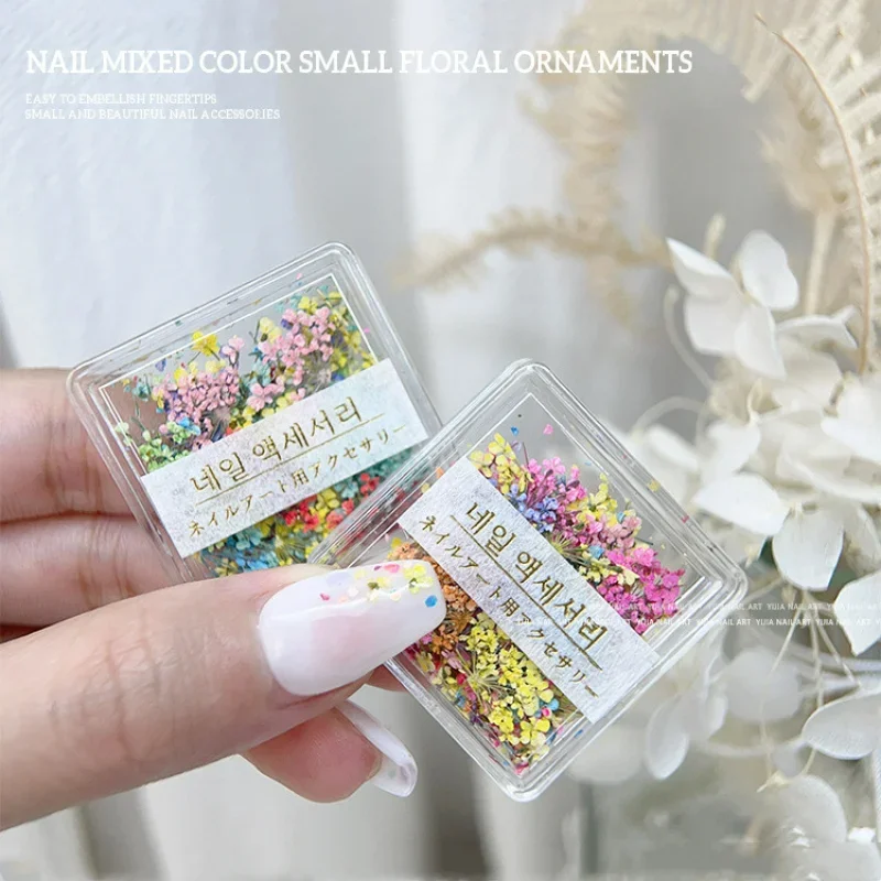 UV Gel Polish Manicure Flower Rhinestone Nail Dried Flower Exquisite Mixed Jewelry Nail Epoxy Non-Fading Decor Delicate Gift