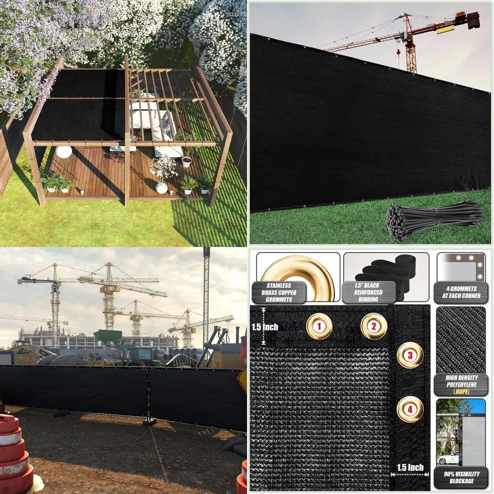 Черный экран для ограждения коммерческого класса 170 GSM с сетчатой тканью для тента, кабелем и застежками-молнией в комплекте, доступны нестандартные размеры