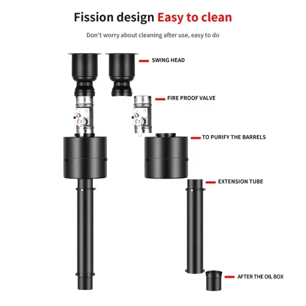 

Easy to remove and clean BBQ exhaust pipe Commercial telescopic BBQ smoke extractor