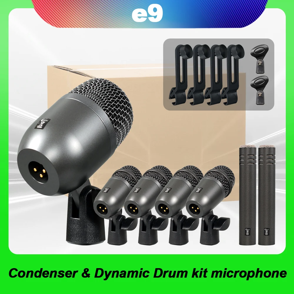 Promotional E9 drum microphone with high-quality sound reproduction and pure metal microphone