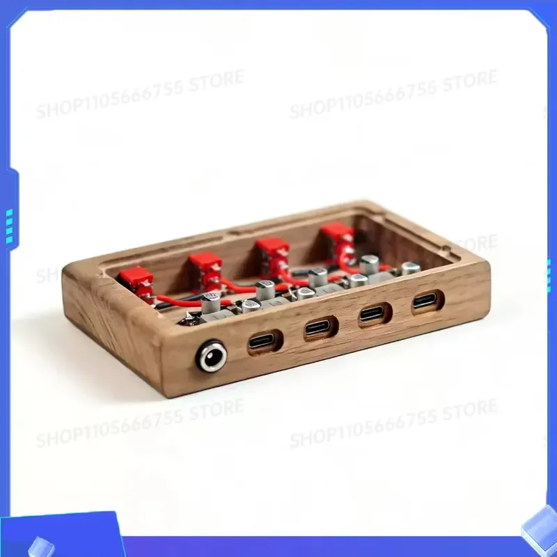 Black Walnut Accessory Module for Monitor Riser 4 Channel Independent Control USB Power Supply Switch Control Component
