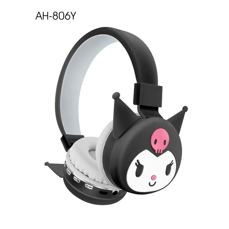 Sanrio new anime headset head-mounted cute cartoon kuromi Bluetooth headset mobile phone computer stereo girls headset gift