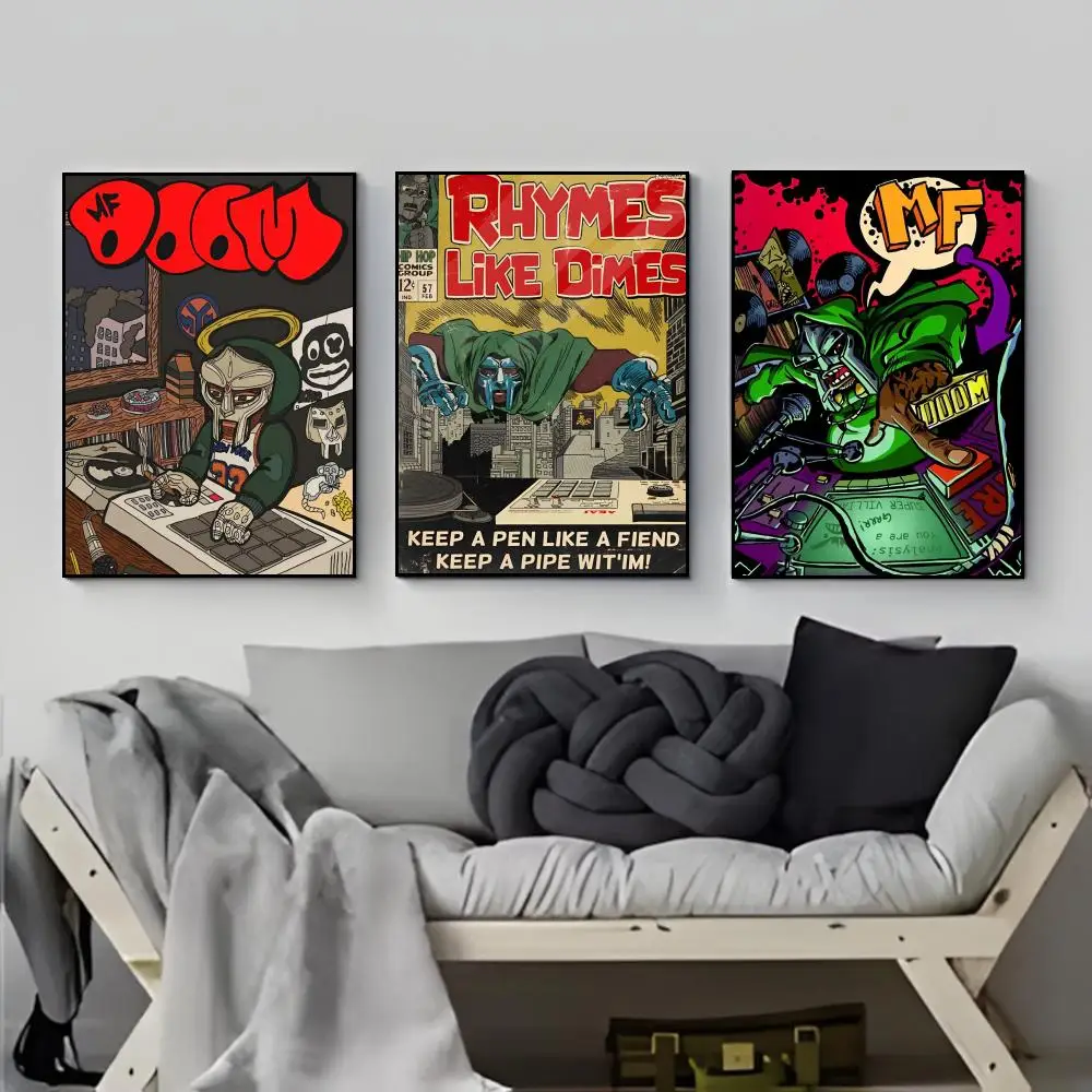 Comic version of MF DOOM rapper Poster Poster HD  Waterproof Wall Sticker Bar Living Room Decor Gift