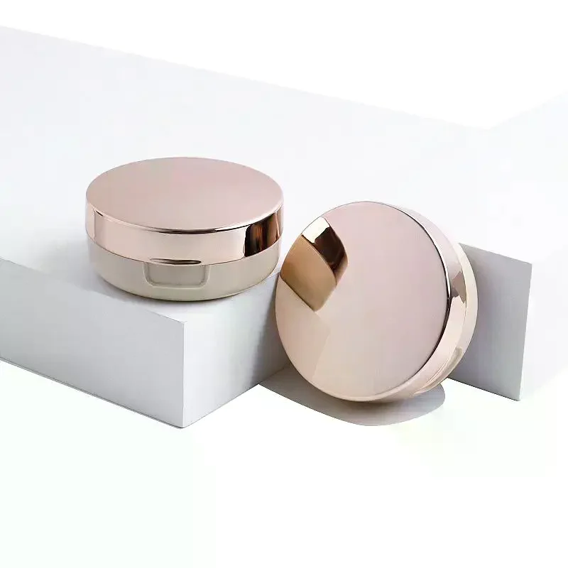 صندوق منتفخ وسادة هوائية فارغة صغيرة باللون الذهبي الوردي، حاوية مكياج محمولة مع مرآة إسفنجية لكريم الأساس BB #3