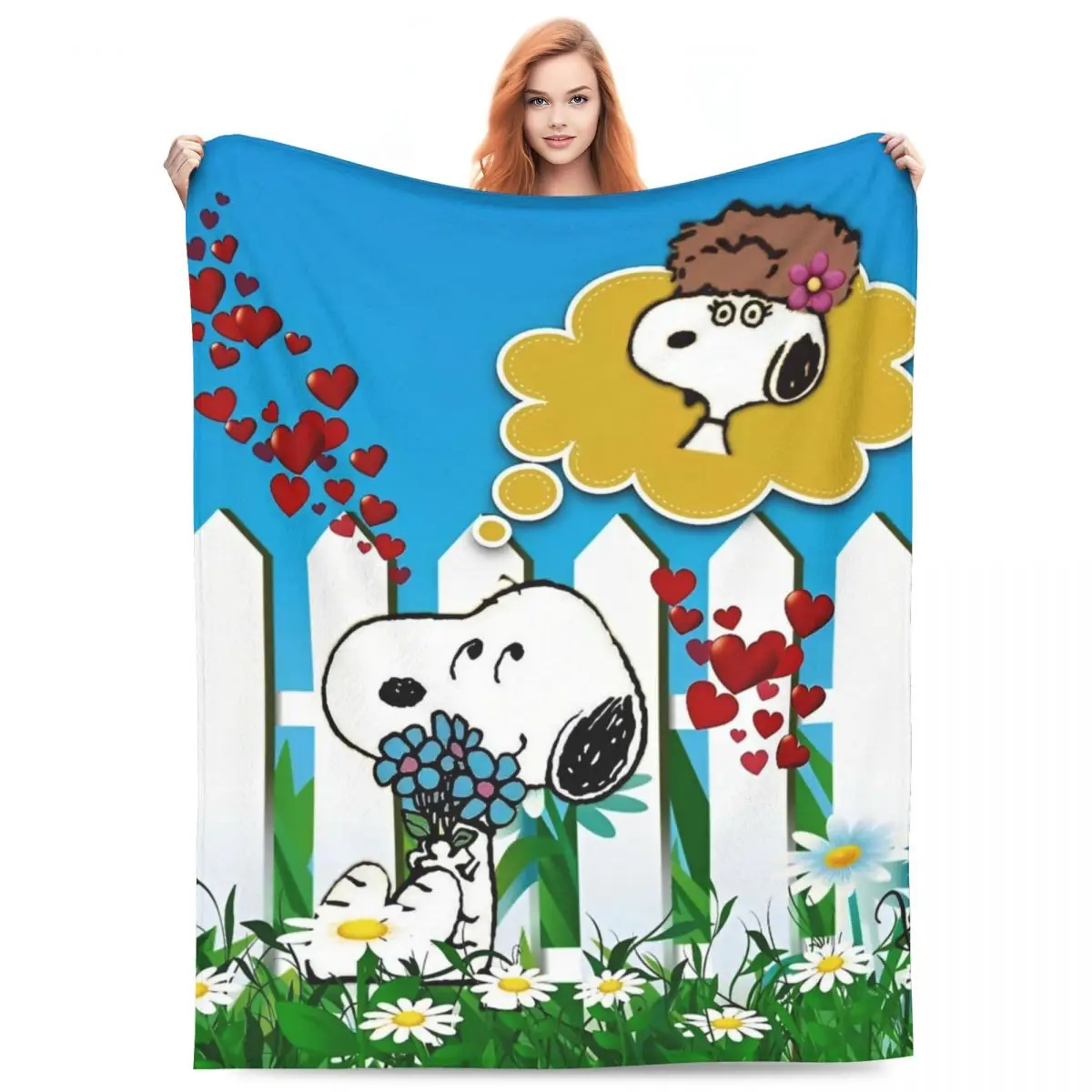 Sanrio Snoopy Woodstock With Friends Flannel Blanket Soft Durable Throw Blanket Bedroom Travel Print Bedspread Sofa Bed Cover