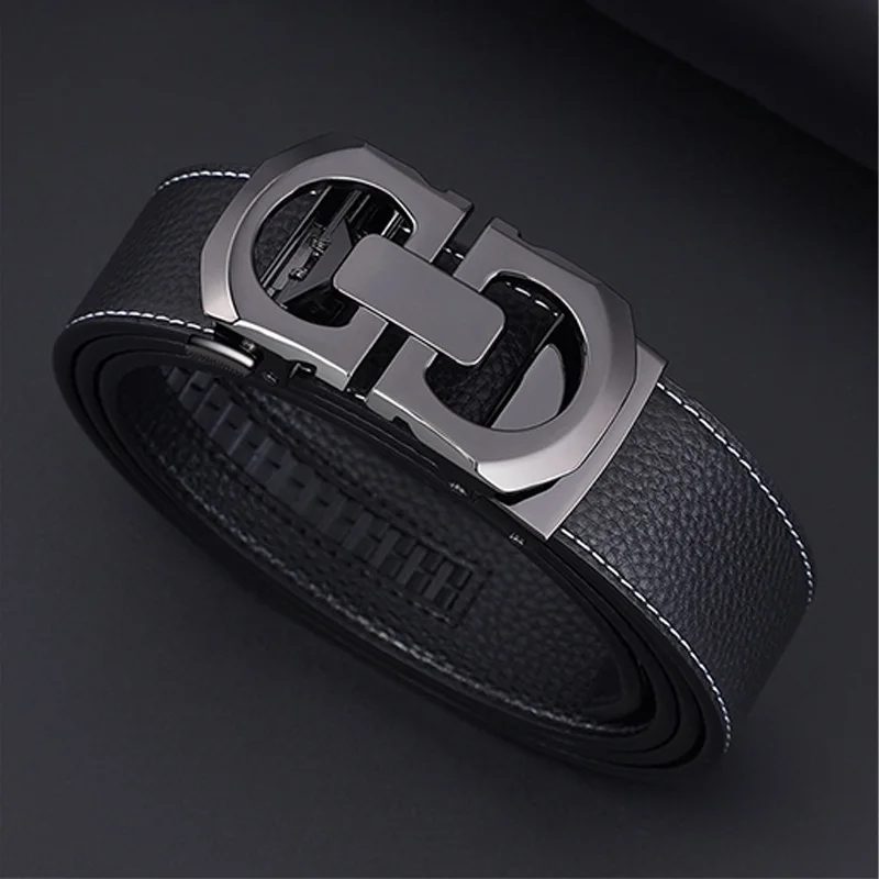 Business and leisure letter automatic buckle cowhide belt, multifunctional and fashionable new men's leather belt