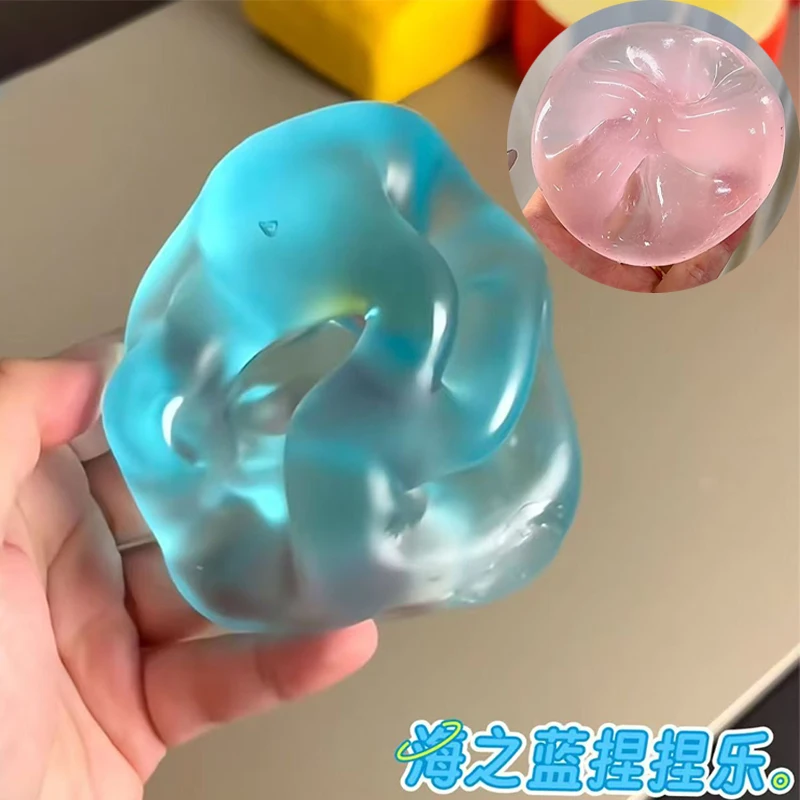 Juguetes Blandos de Maltosa Azul y Rosa, Juguetes Sensoriales Antiestrés, Pelota Antiestrés Suave, Transparente, de Rebote Lento, Regalos de Descompresión
