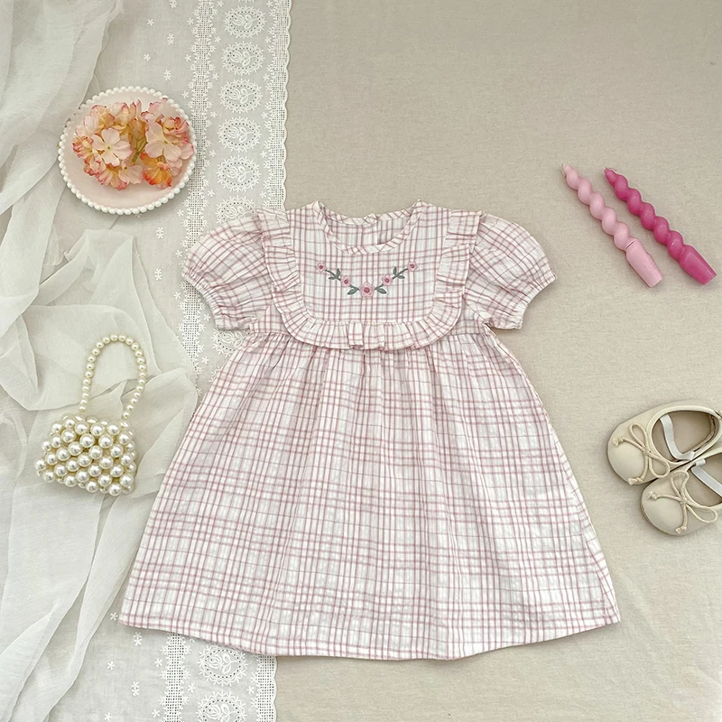 2026 Sommer-Schwesterkleidung 0-24M Baby Mädchen Kurzarm-Body mit Gitter-Stickerei 2-6 Jahre Süße Partykleider für Kinder – Detail 20
