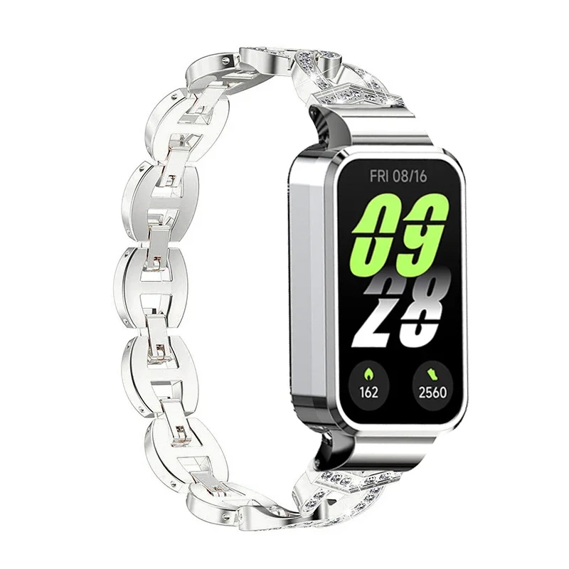 Ремешок для часов с бриллиантами для Redmi Smart Band 3, защитный чехол для Xiaomi Smart Band 9, активный металлический браслет, защитный чехол
