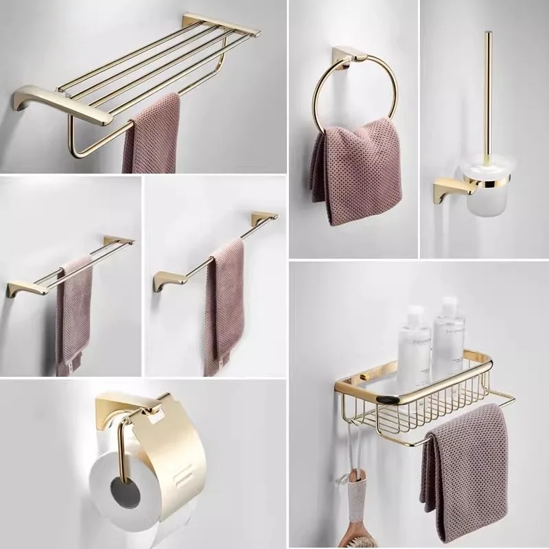 

Gold Toilet Brush Holder Brass Bathroom Shelf Paper Holder Towel Bar Soap Holder Towel Rack Towel Hook Bathroom Hardware