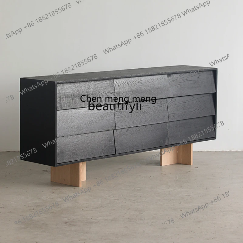 

Italian Minimalist Nordic Solid Wood Nine-Drawer Silent Style Sideboard Wall Storage Mid-Ancient Side Cabinet Bedroom