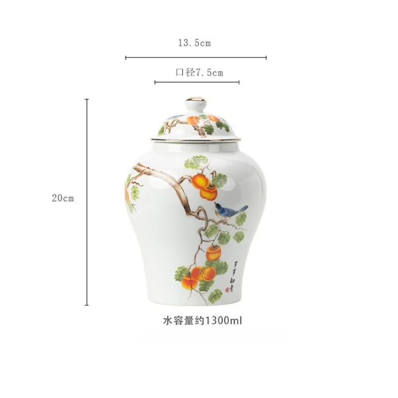 Colorful Flower Ceramic Sealed Jar General Jar Tea Bottle Moisture-proof Food Storage Container Gilded Jars Home Decoration Gift