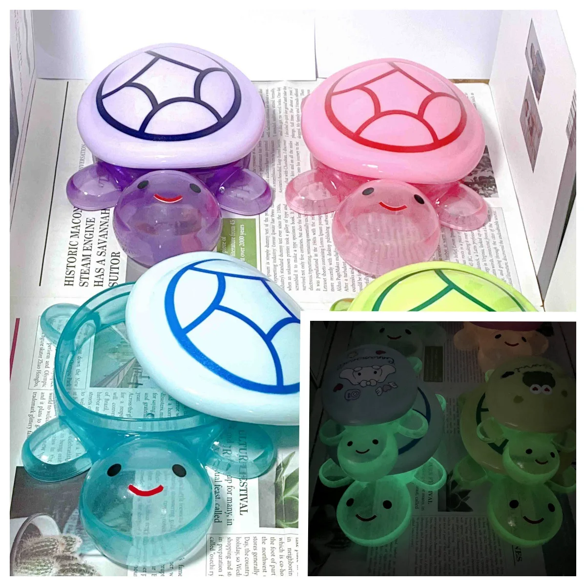 17cm Safe Cartoon Luminous Turtle Storage Box Home Decor Resin Crafts Glowing Small Turtle Storage Case Ornament Room Decoration