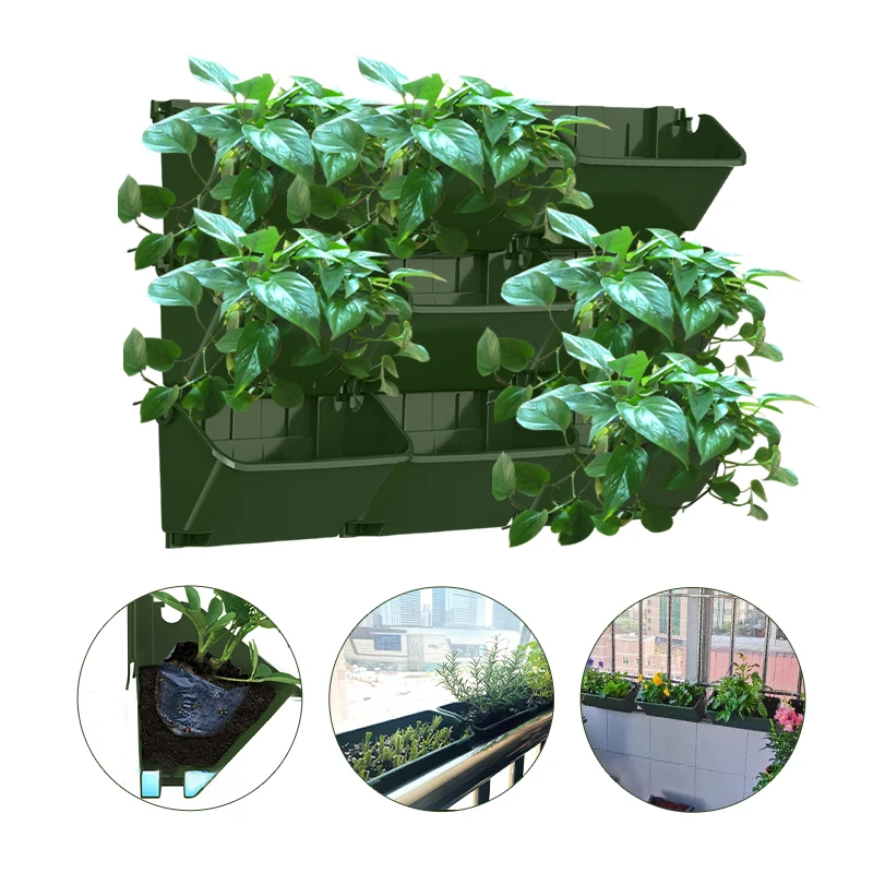 Vertical Green Wall-Mounted Plastic Planting Box Hanging Plant Basket Flower Vegetable Growing Container Hanging Flower Pot