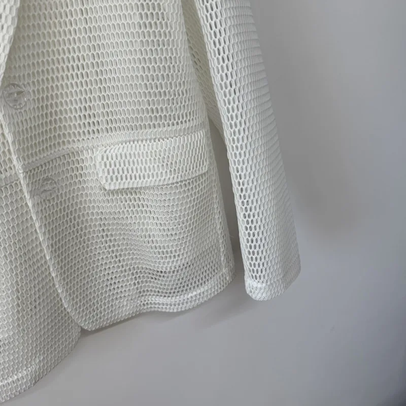 Wvgaspring verão novo homem maré tridimensional malha oco para fora transparente em camadas jaquetas nicho chique causal blazer ins w10006