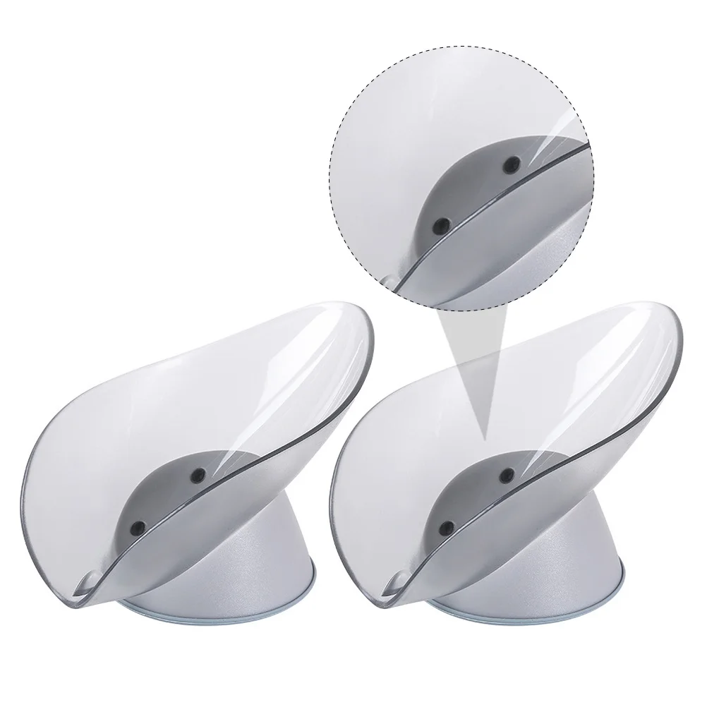 قطعتان من حاملات الصابون على شكل ورقة شجر إبداعية، طبق تصريف بلاستيكي متعدد الوظائف للسفر والاستخدام المنزلي، صندوق صابون #5