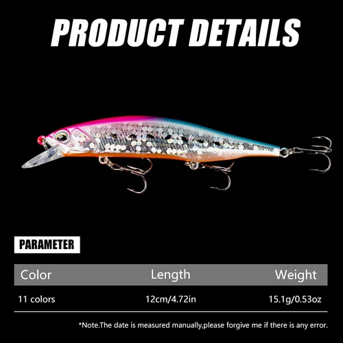 Imagen 2 del producto 1 Uds 12cm 15g Jerkbait Minnow señuelo de pesca cebo duro Artificial ojos biónicos 3D Wobblers Crankbait lubina aparejos de pesca de curricán