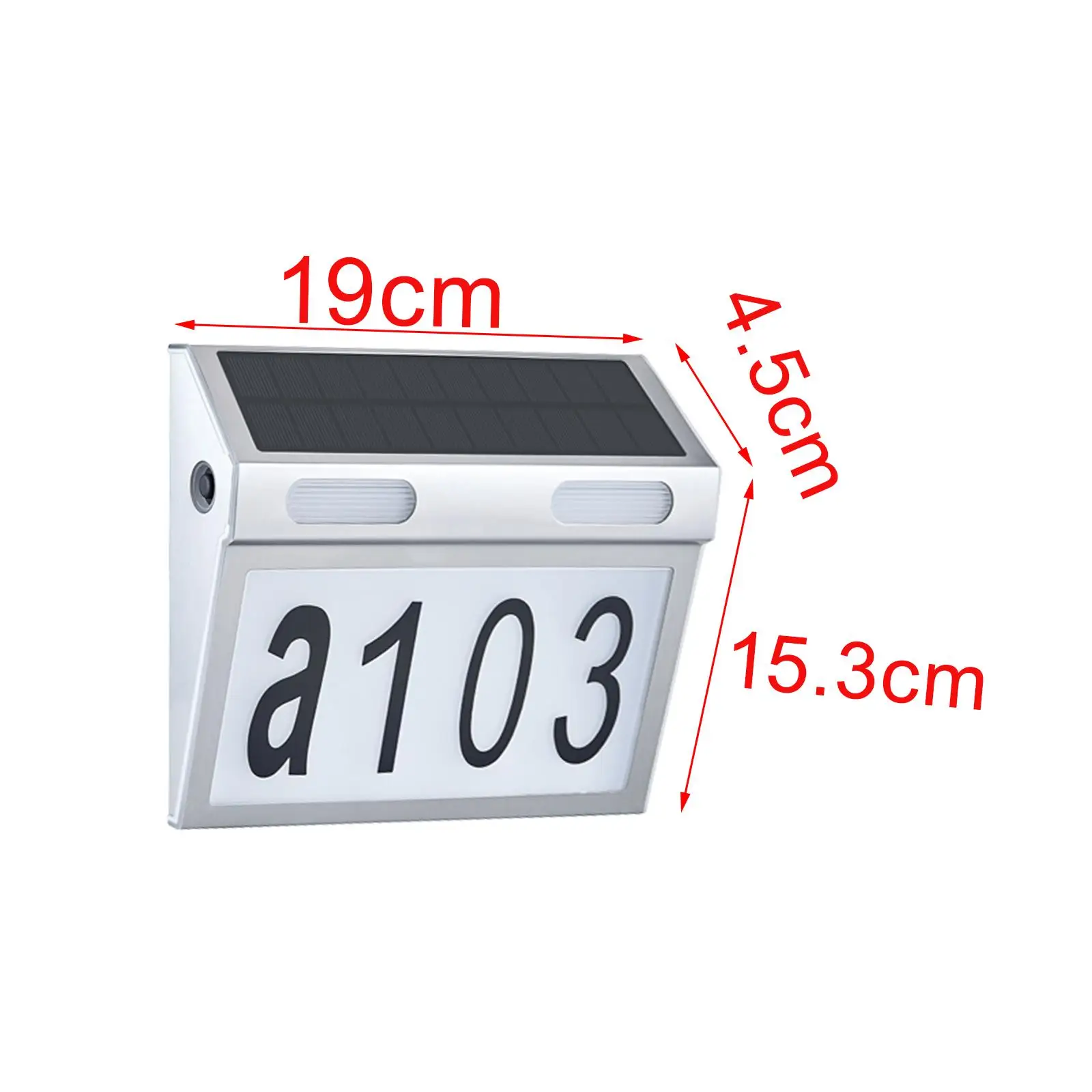 LED Solar Address Number Sign Waterproof Stainless Steel Lighted Plaque for Outdoor House Wall Garden Yard Street Modern