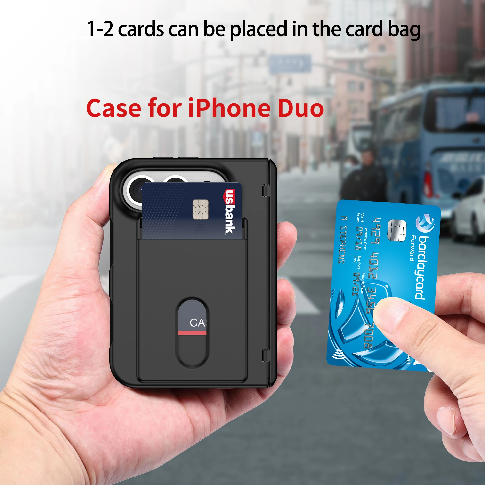 Luxury Skin Sensory Card Solt Phone Case Back Card Pocket Design Camera Protection Shock Case for iPhone Duo