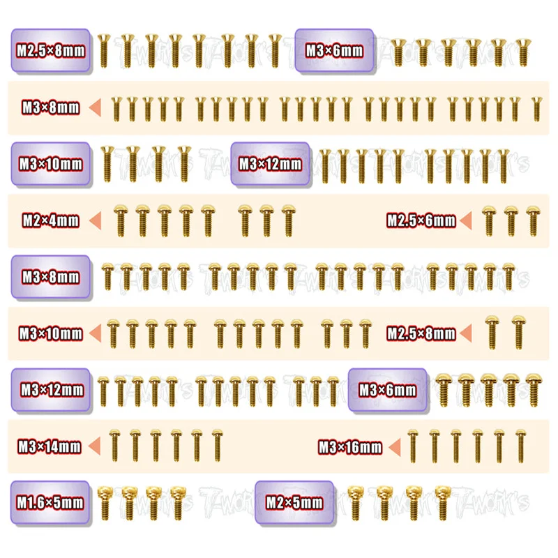 

Original T works GSS-B74.2D Gold Plated Steel Screw Set 138pcs. ( For Team Associated RC10 B74.2D )ssional Rc part