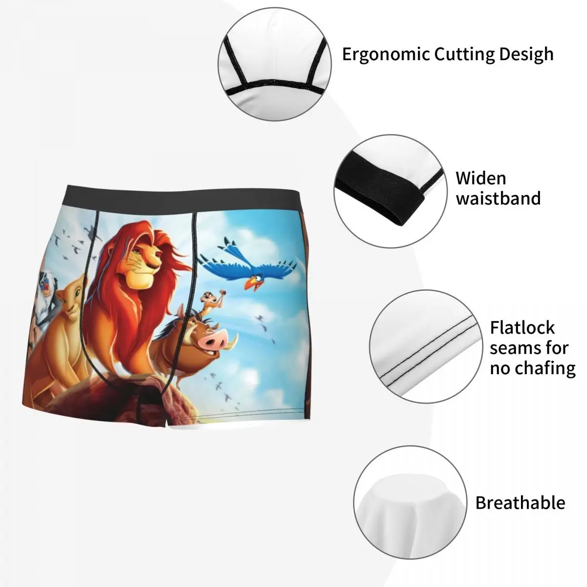 De Leeuw Koning Simba Ondergoed Mannelijk Bedrukt Custom Cartoon Film Boxer Slips Korte Broek Slipje Zachte Onderbroek