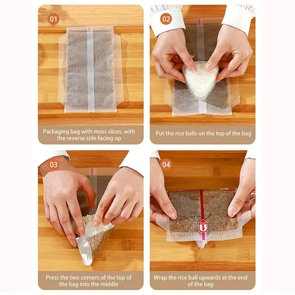 100Pcs PP Disposable Triangle Rice Ball Packing Bag Nori Double Layers Sushi Bag Onigiri Nori Seaweed Onigiri Wrap Plastic Bags